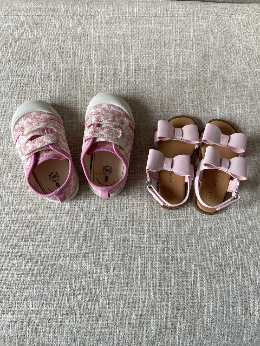 Toddler Girls’ Pink Floral Sneakers and Pink Bow Sandals Set